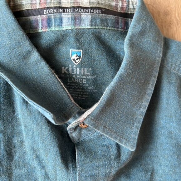 Kuhl Shirt Mens Large Blue Stealth Short Sleeve Button Up Hiking Outdoor - Picture 7 of 10